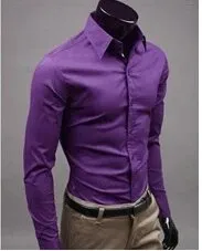 Men Shirt British Style Business Long-Sleeve Male Slim fit Casual Shirts Men's Clothing White Black wine Shirts men