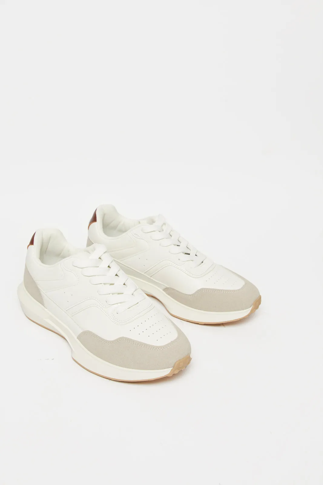 Men White Plain Sneakers