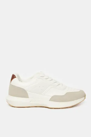 Men White Plain Sneakers