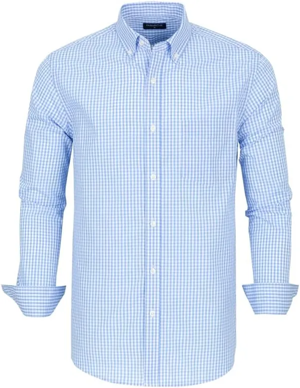 Men's Button Down Shirts Plaid Long Sleeve Dress Shirts