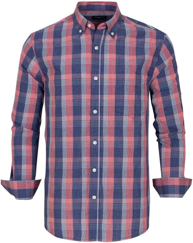 Men's Button Down Shirts Plaid Long Sleeve Dress Shirts