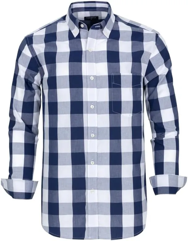 Men's Button Down Shirts Plaid Long Sleeve Dress Shirts
