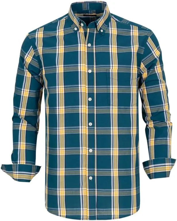 Men's Button Down Shirts Plaid Long Sleeve Dress Shirts