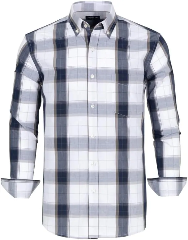 Men's Button Down Shirts Plaid Long Sleeve Dress Shirts