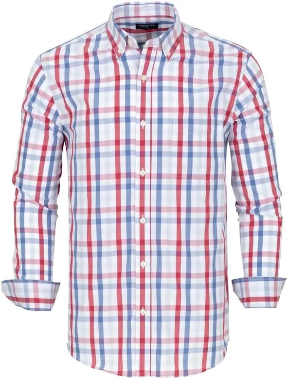 Men's Button Down Shirts Plaid Long Sleeve Dress Shirts