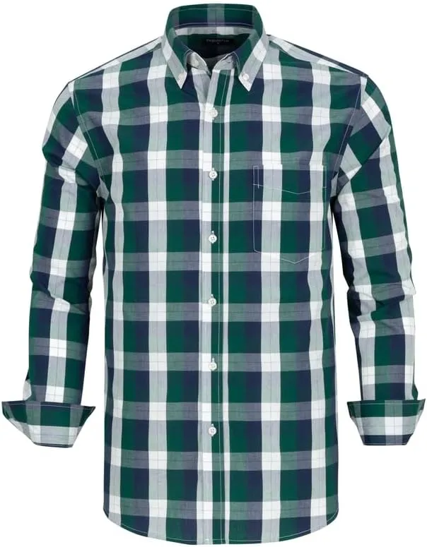 Men's Button Down Shirts Plaid Long Sleeve Dress Shirts