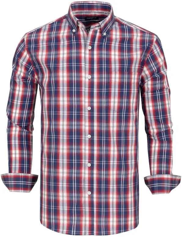 Men's Button Down Shirts Plaid Long Sleeve Dress Shirts