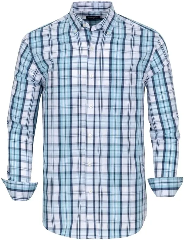 Men's Button Down Shirts Plaid Long Sleeve Dress Shirts