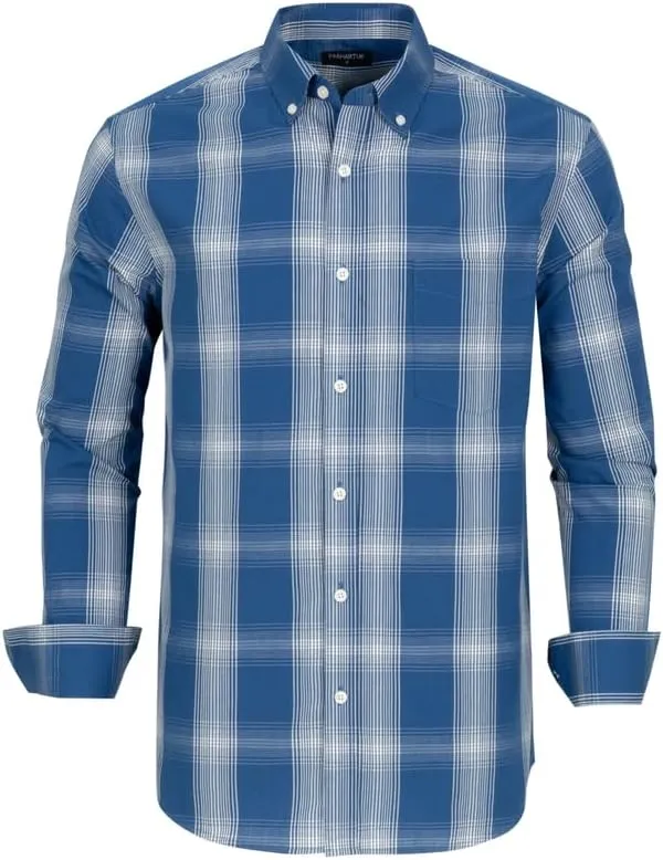 Men's Button Down Shirts Plaid Long Sleeve Dress Shirts