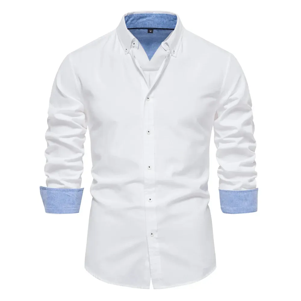 Men's Long Sleeve Button Down Cotton Blend Casual Shirts