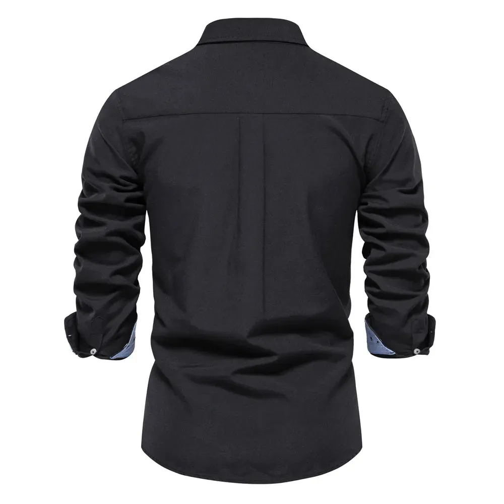 Men's Long Sleeve Button Down Cotton Blend Casual Shirts