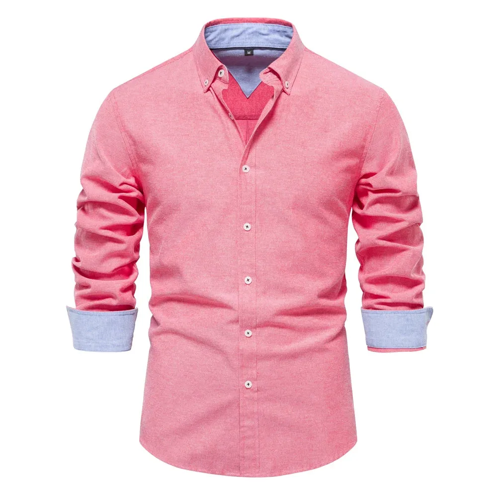Men's Long Sleeve Button Down Cotton Blend Casual Shirts