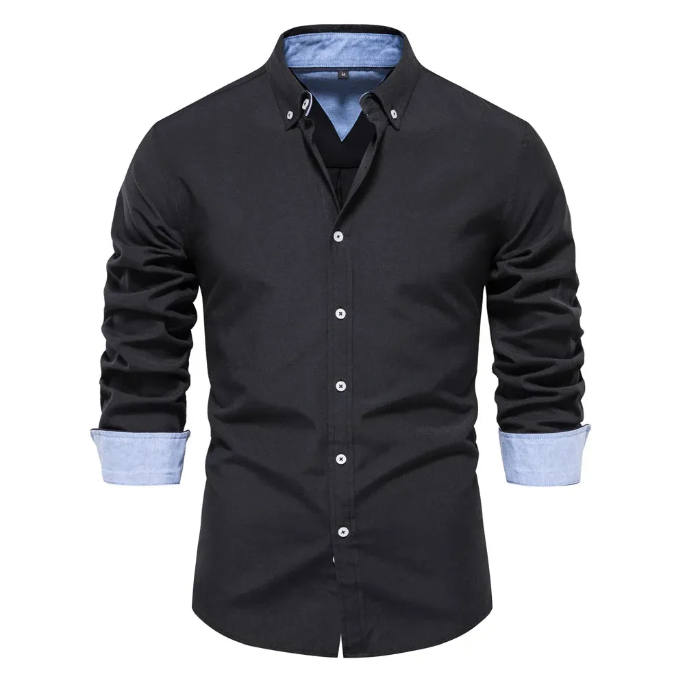 Men's Long Sleeve Button Down Cotton Blend Casual Shirts