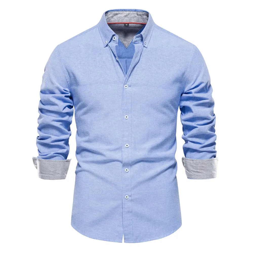 Men's Long Sleeve Button Down Cotton Blend Casual Shirts