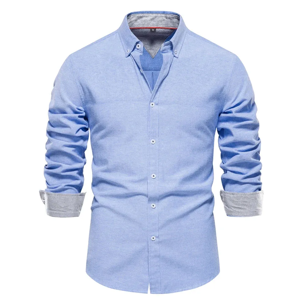 Men's Long Sleeve Button Down Cotton Blend Casual Shirts