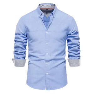 Men's Long Sleeve Button Down Cotton Blend Casual Shirts