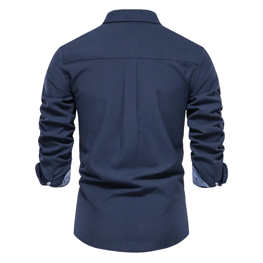 Men's Long Sleeve Button Down Cotton Blend Casual Shirts