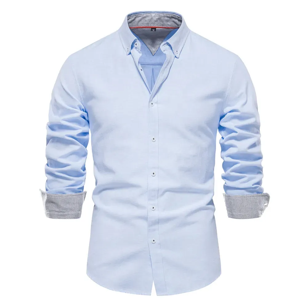 Men's Long Sleeve Button Down Cotton Blend Casual Shirts