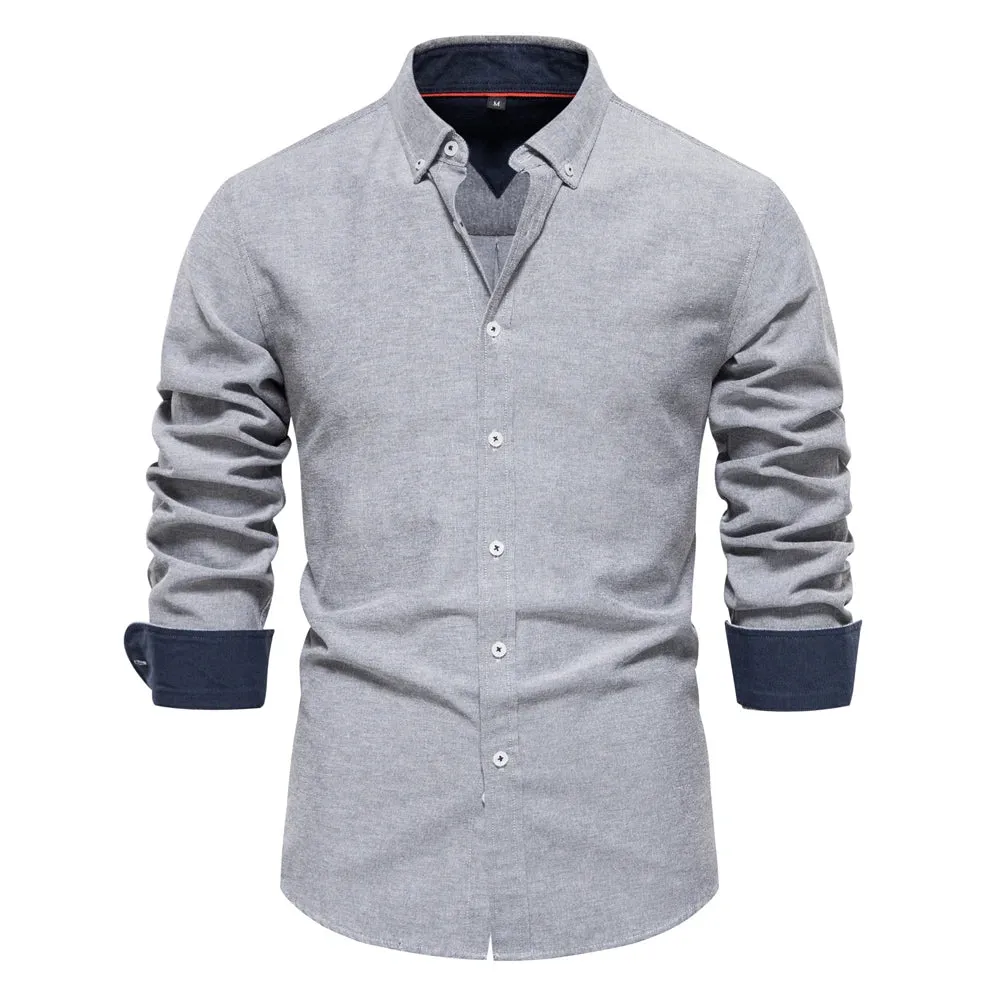 Men's Long Sleeve Button Down Cotton Blend Casual Shirts