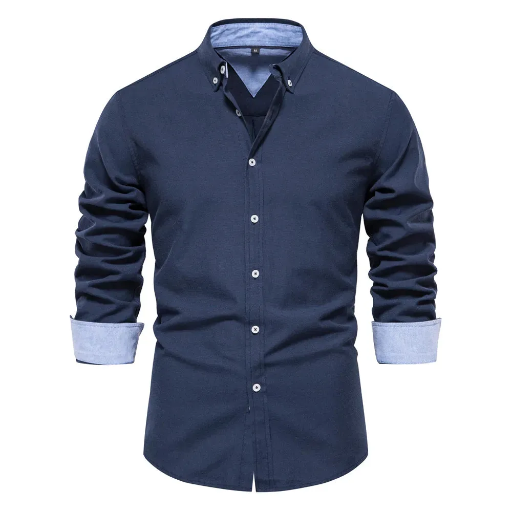 Men's Long Sleeve Button Down Cotton Blend Casual Shirts