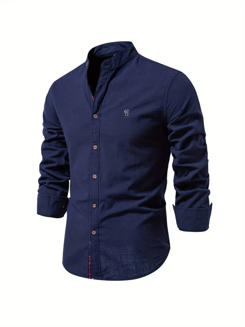 Men's long-sleeve button-down shirt by Nathan in solid color