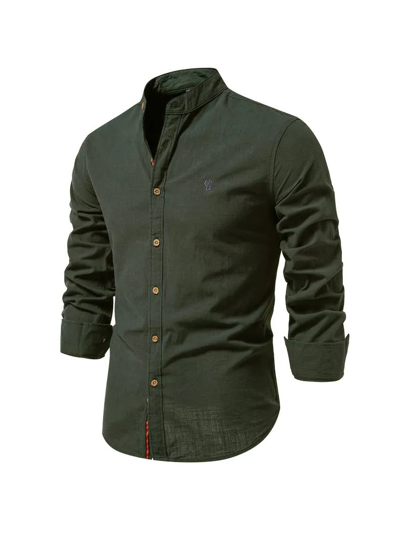 Men's long-sleeve button-down shirt by Nathan in solid color