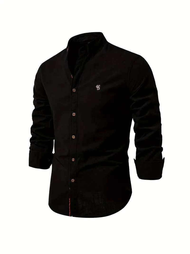 Men's long-sleeve button-down shirt by Nathan in solid color