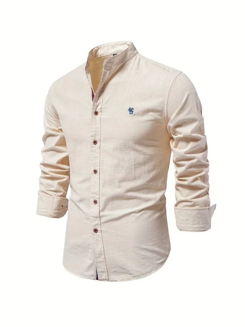 Men's long-sleeve button-down shirt by Nathan in solid color