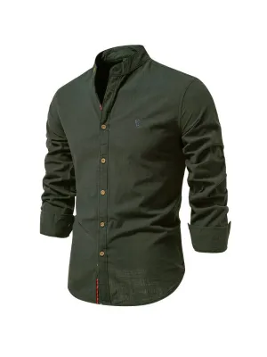 Men's long-sleeve button-down shirt by Nathan in solid color