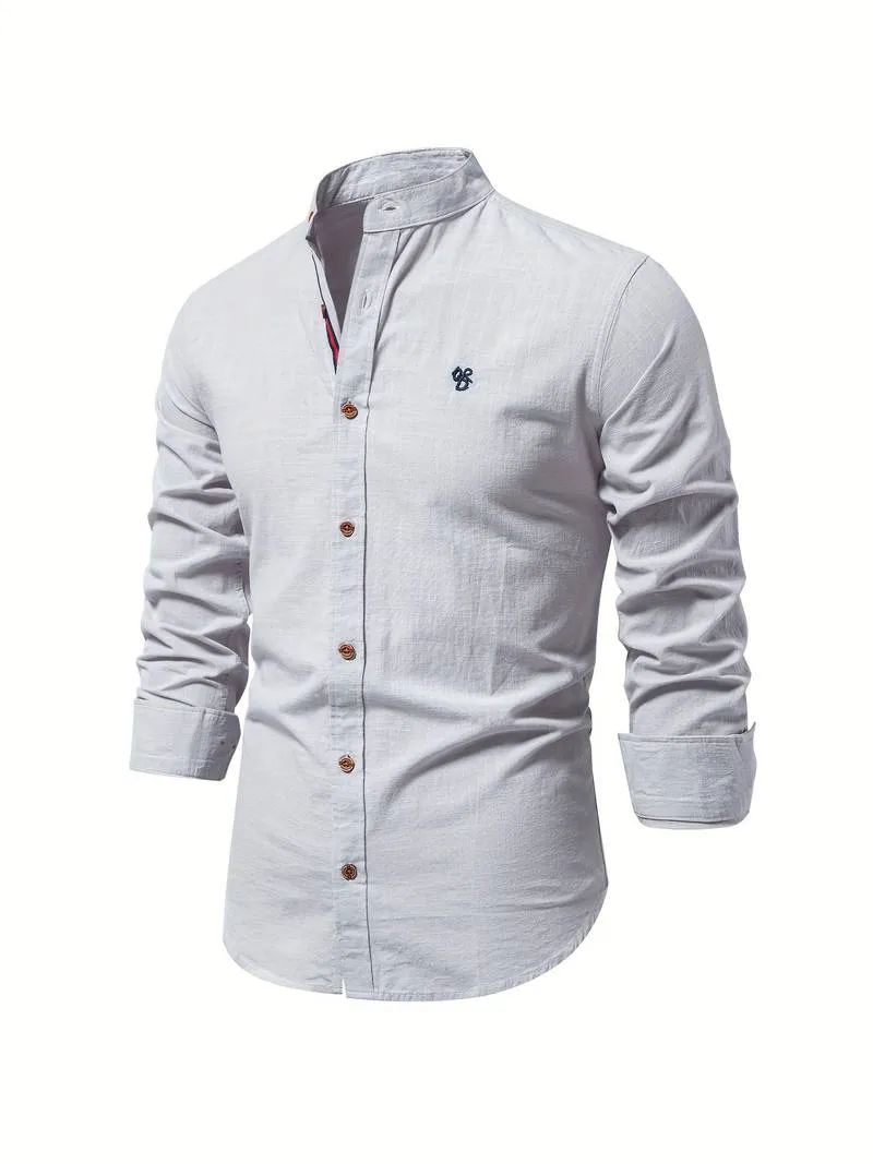 Men's long-sleeve button-down shirt by Nathan in solid color