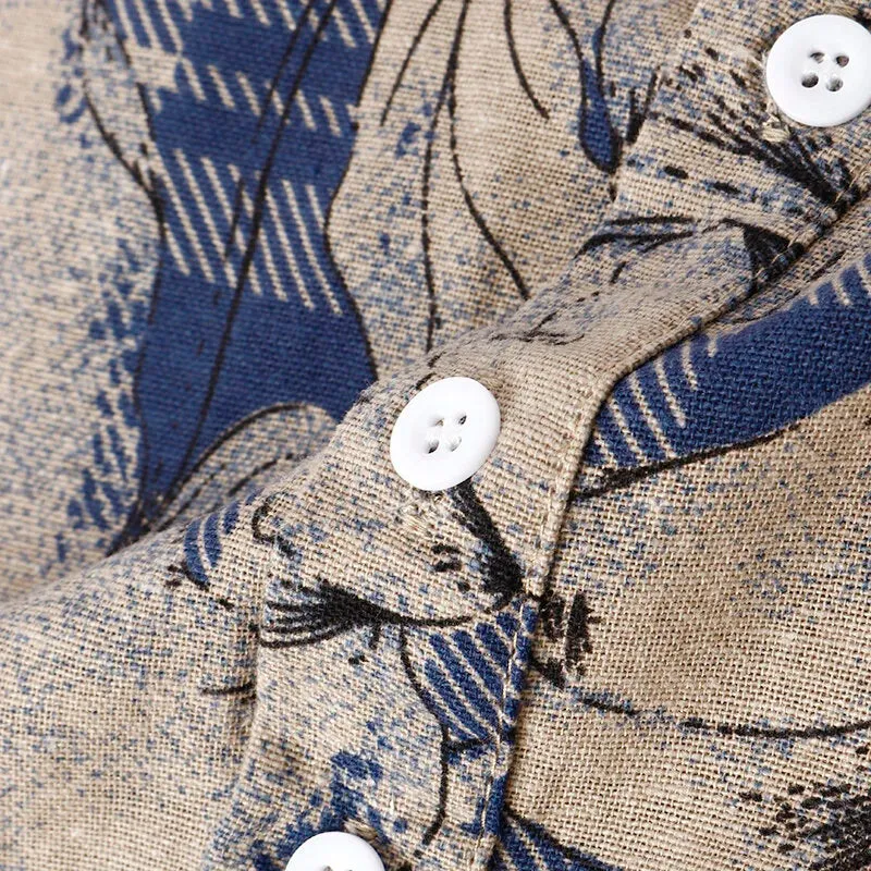 Men's Shirts Retro Floral Print Short Sleeve Shirts Summer Daily Casual Shirts