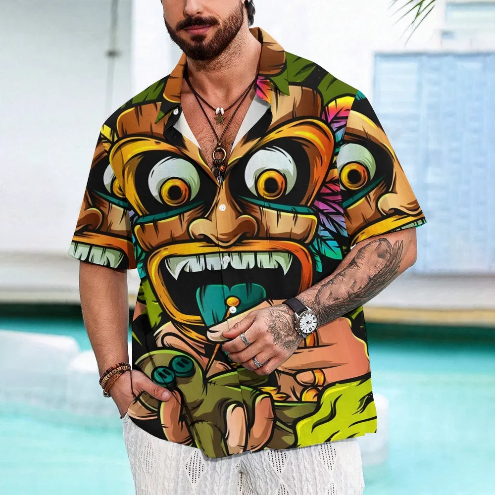 Men's TIKI Art Casual Short Sleeve Shirt 2312000351
