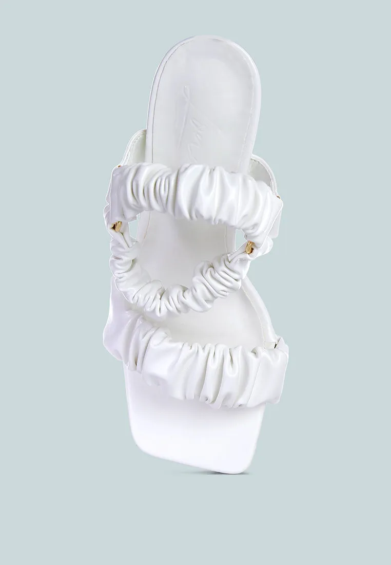 Merker Ruched Spool Heel Casual Sandals By Ruw