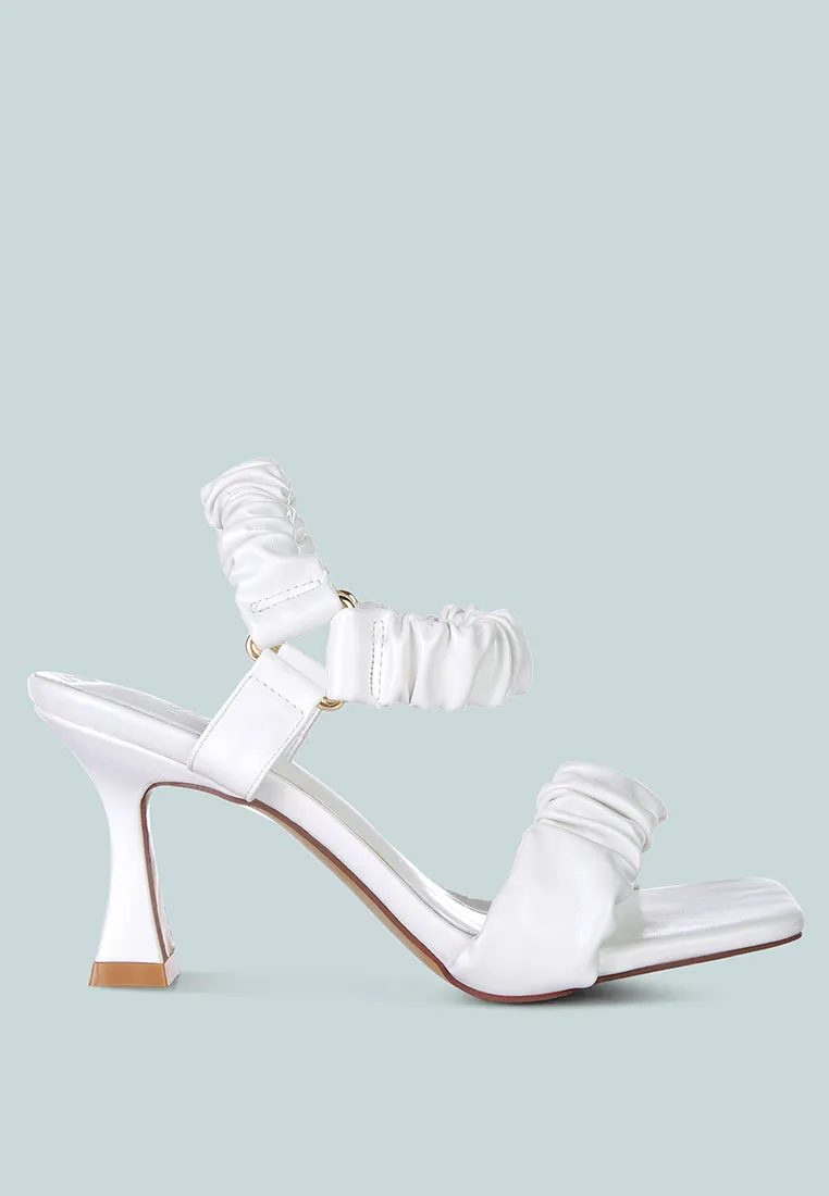 Merker Ruched Spool Heel Casual Sandals By Ruw