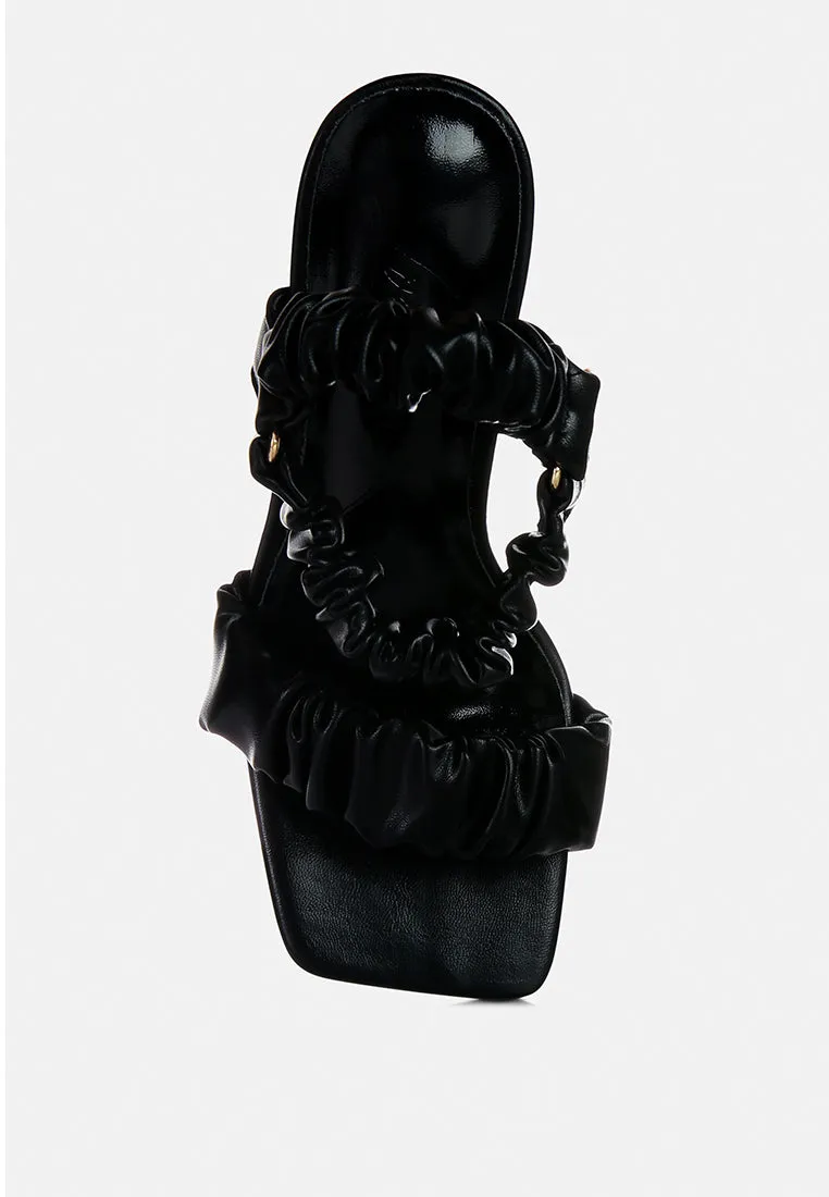 Merker Ruched Spool Heel Casual Sandals By Ruw