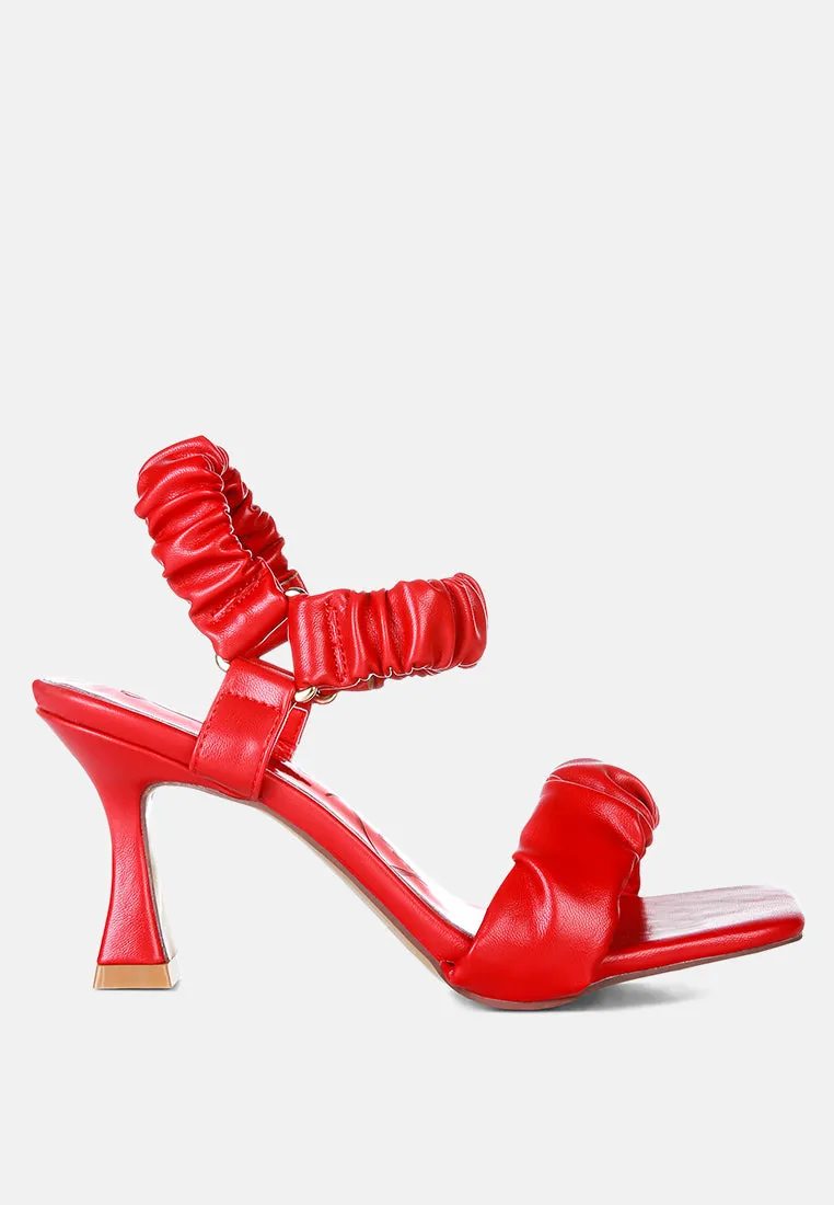 Merker Ruched Spool Heel Casual Sandals By Ruw