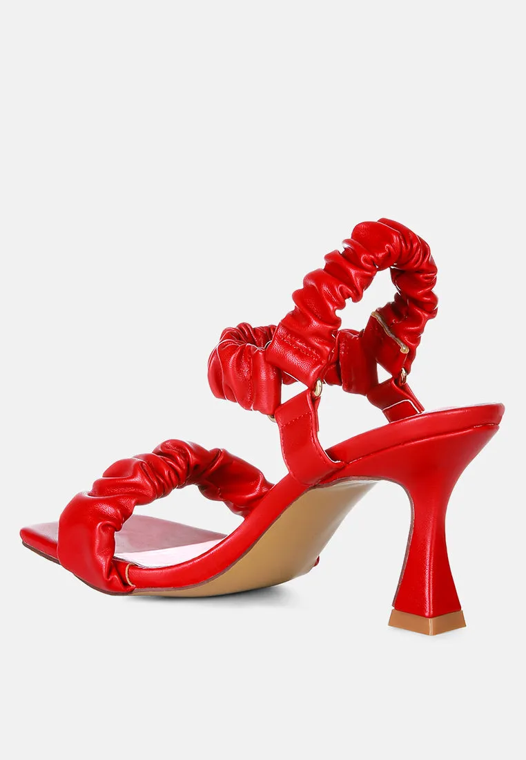 Merker Ruched Spool Heel Casual Sandals By Ruw