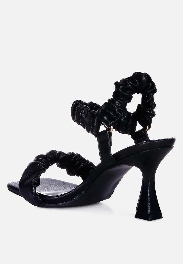 Merker Ruched Spool Heel Casual Sandals By Ruw