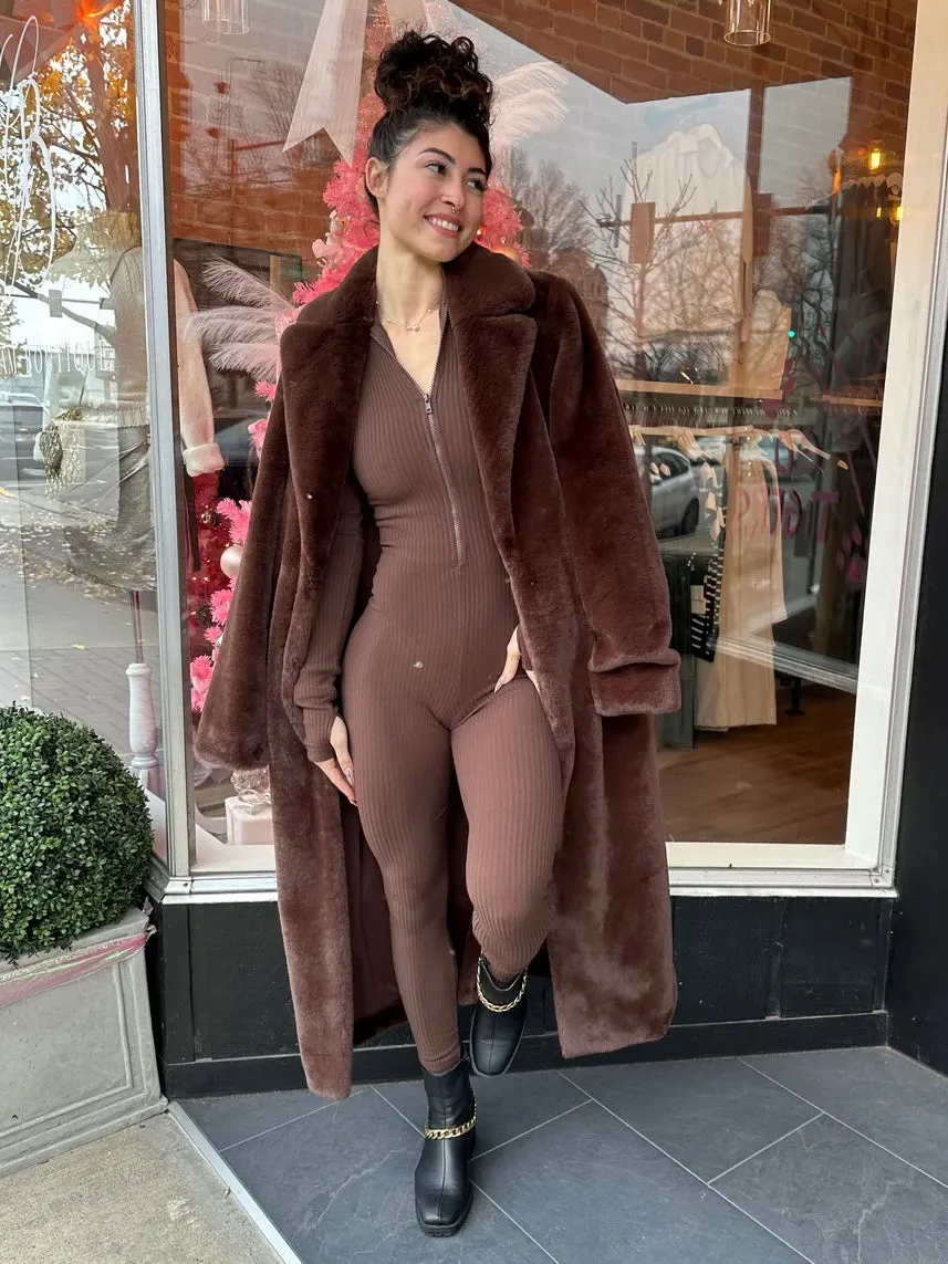 Miss Tiffy Fur Jacket Brown Faux Fur