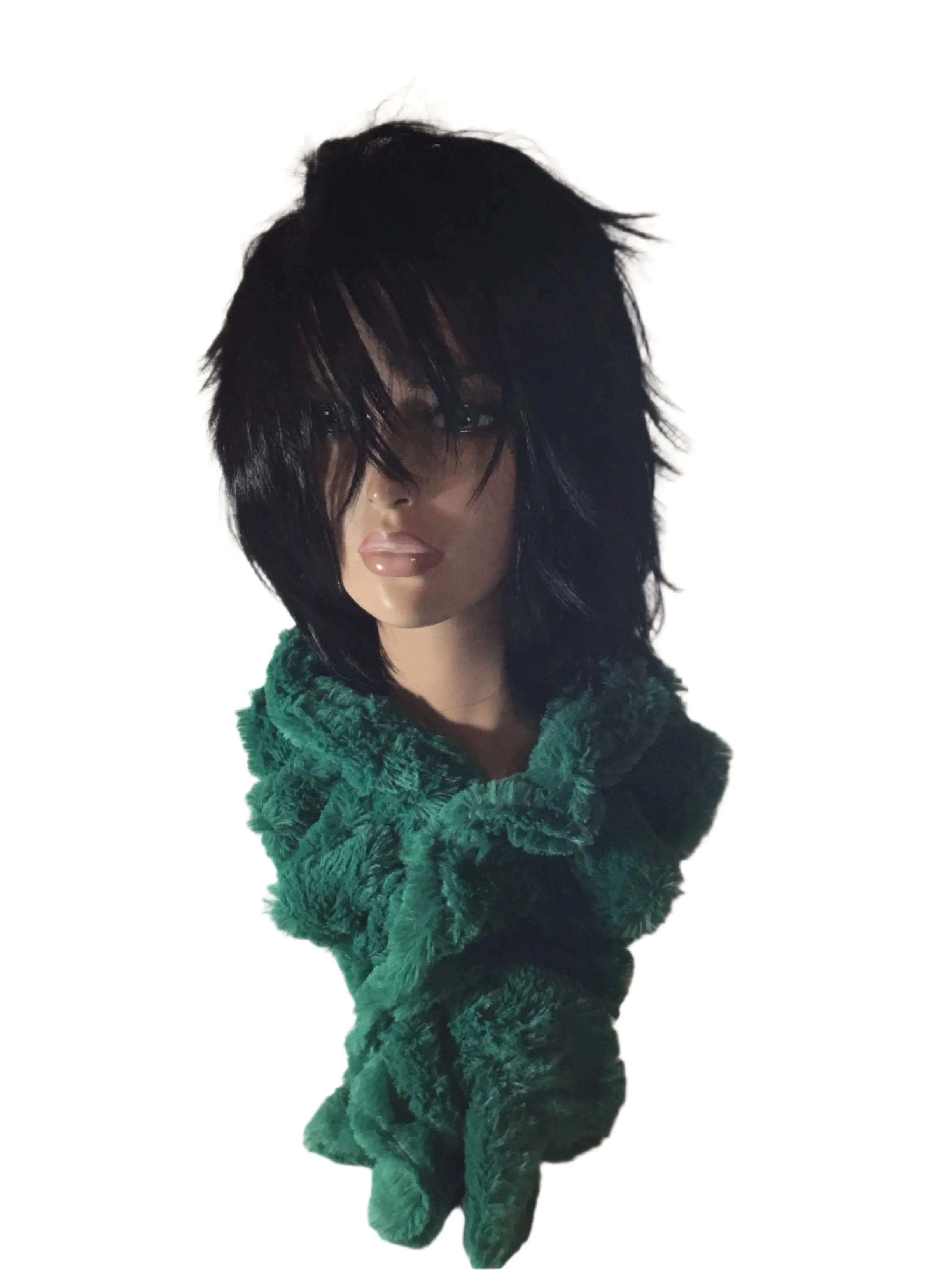 Misty Blue Holly - Faux Fun Fur Scrunchy Scarf