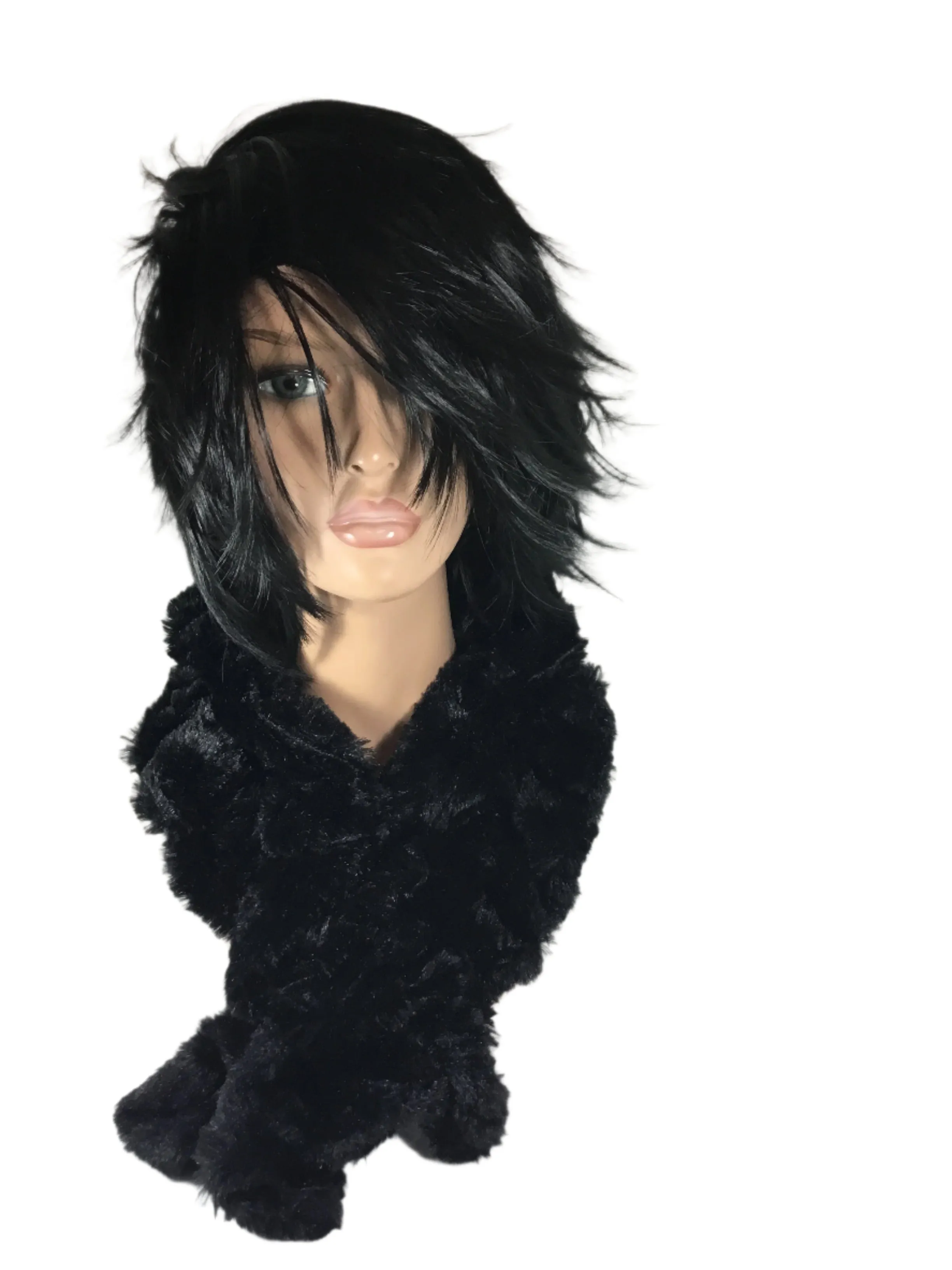 Misty Blue Holly - Faux Fun Fur Scrunchy Scarf