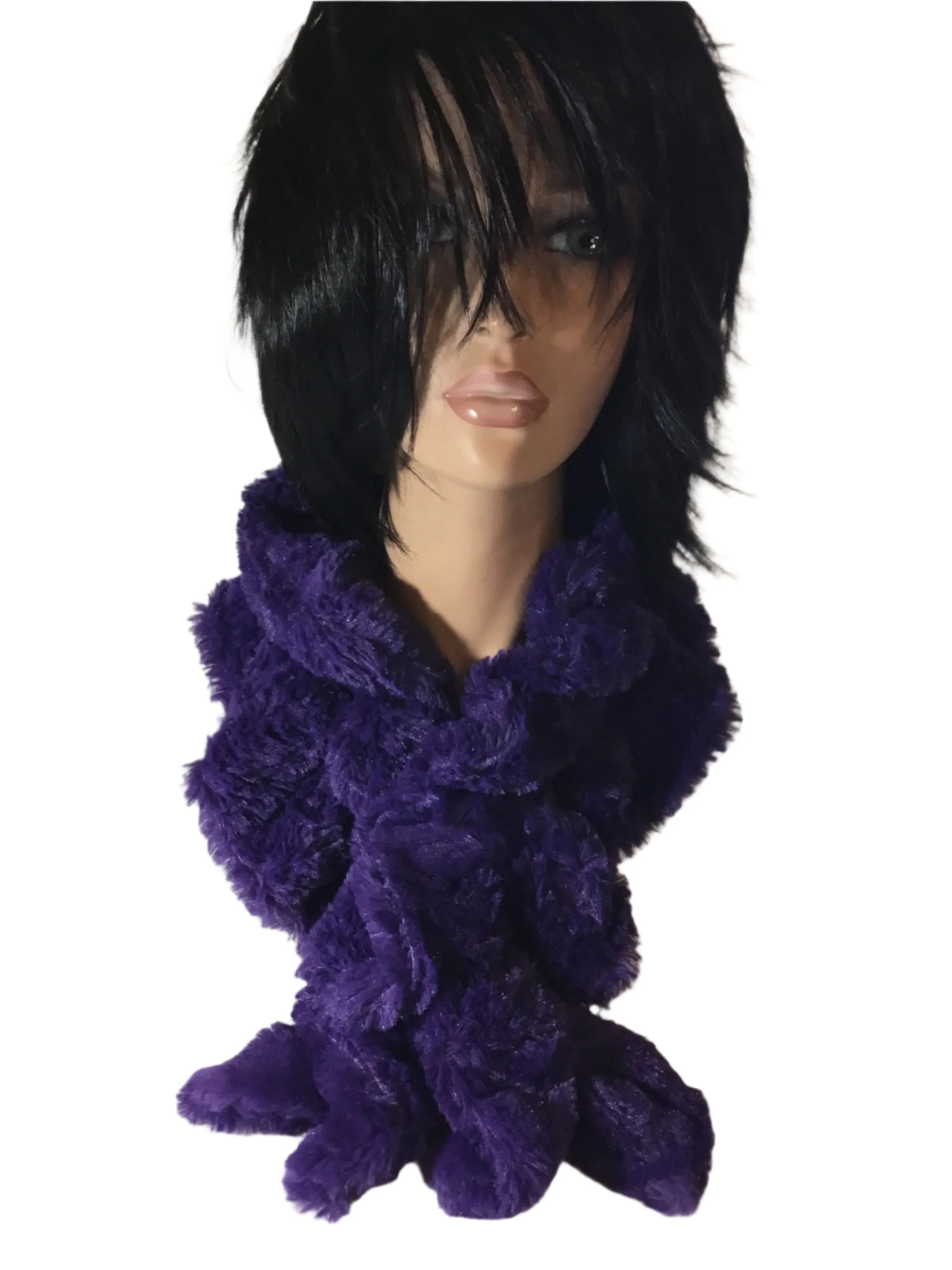 Misty Blue Holly - Faux Fun Fur Scrunchy Scarf