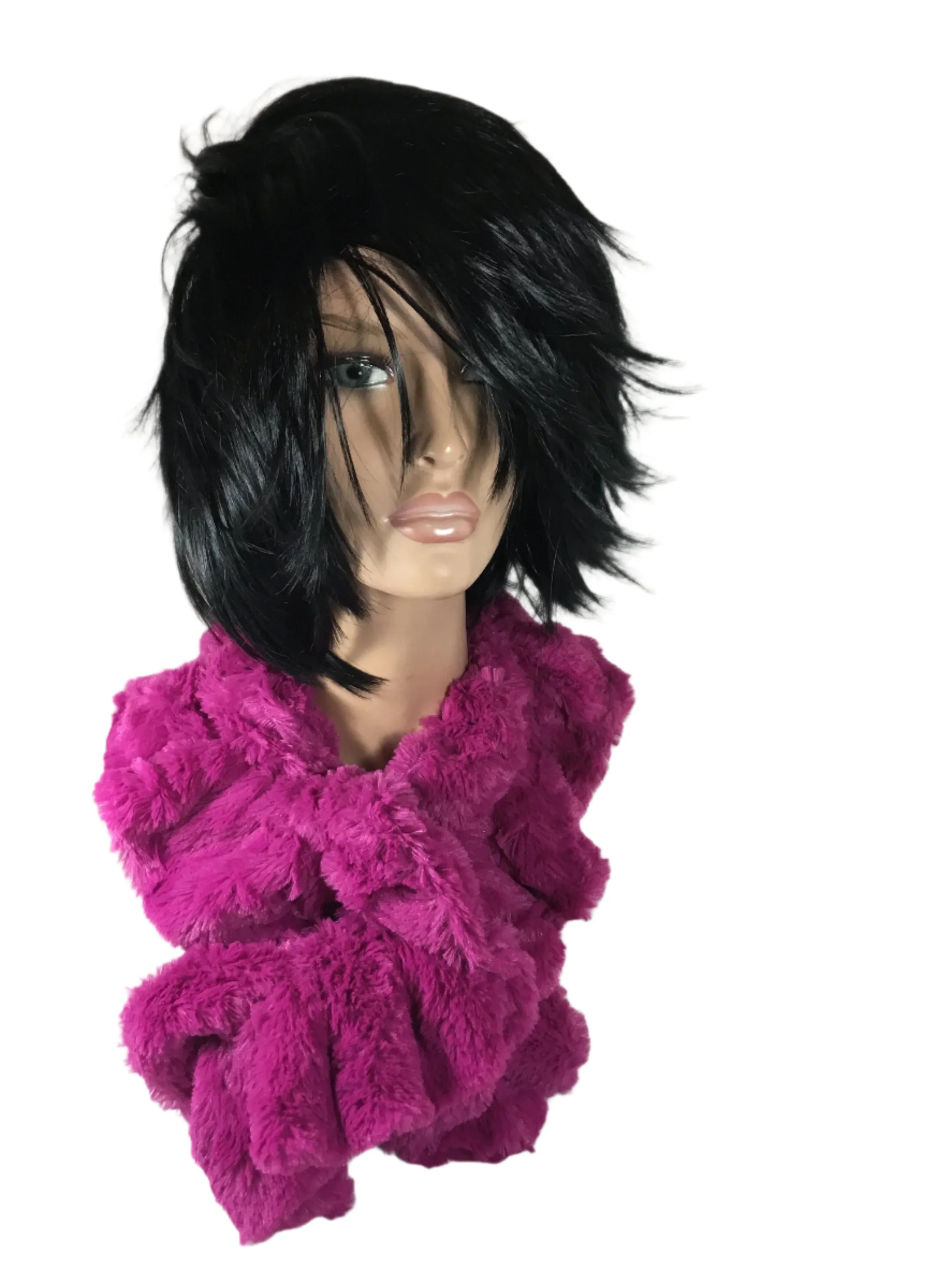 Misty Blue Holly - Faux Fun Fur Scrunchy Scarf