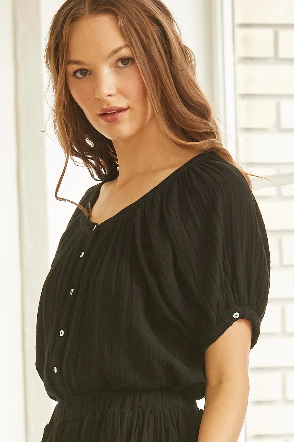 MONTECITO top in lightweight gauze - black