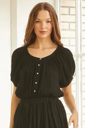 MONTECITO top in lightweight gauze - black