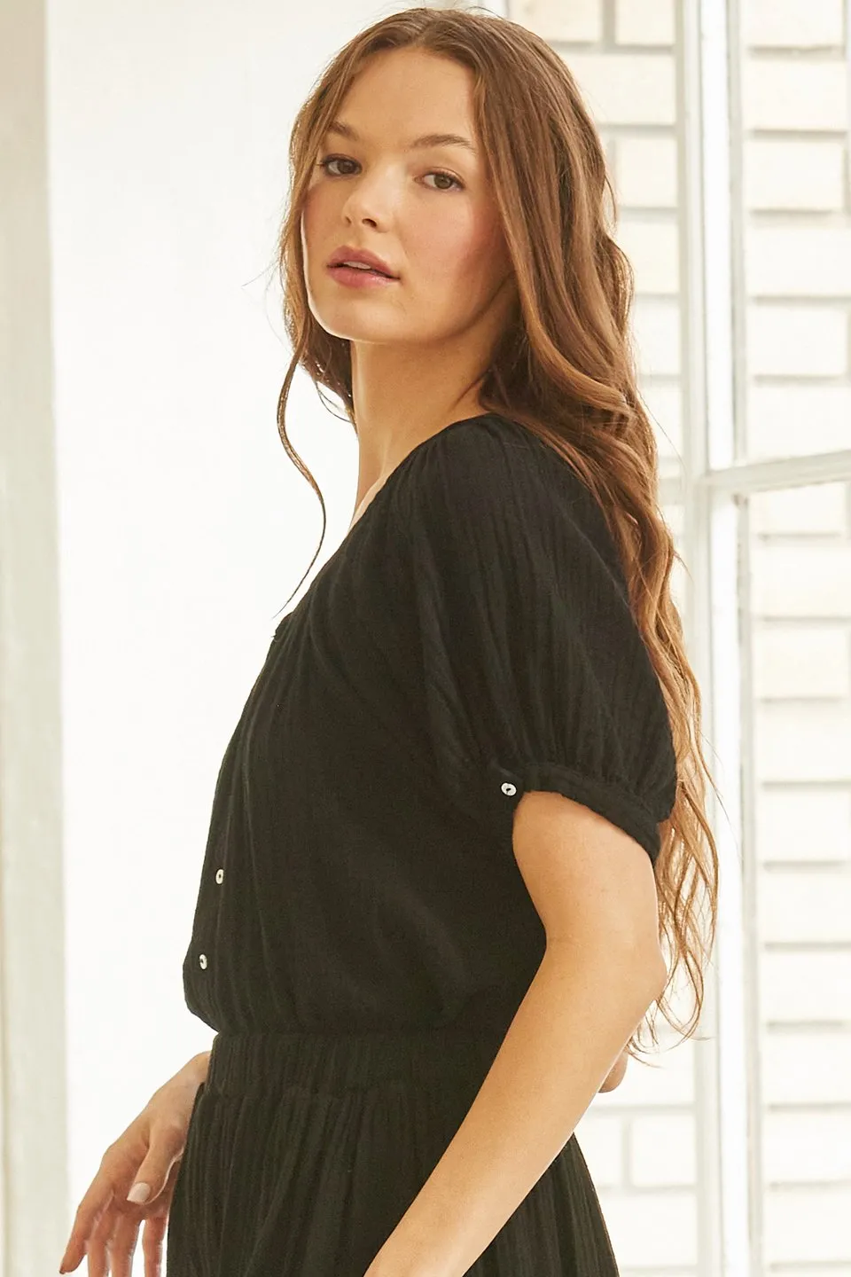 MONTECITO top in lightweight gauze - black