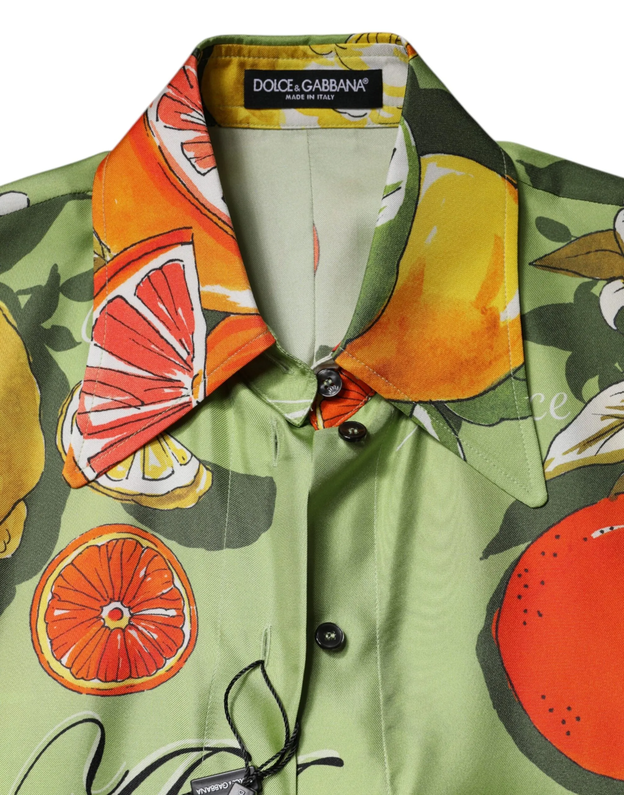 Multicolor Citrus Print Silk Twill Shirt Top