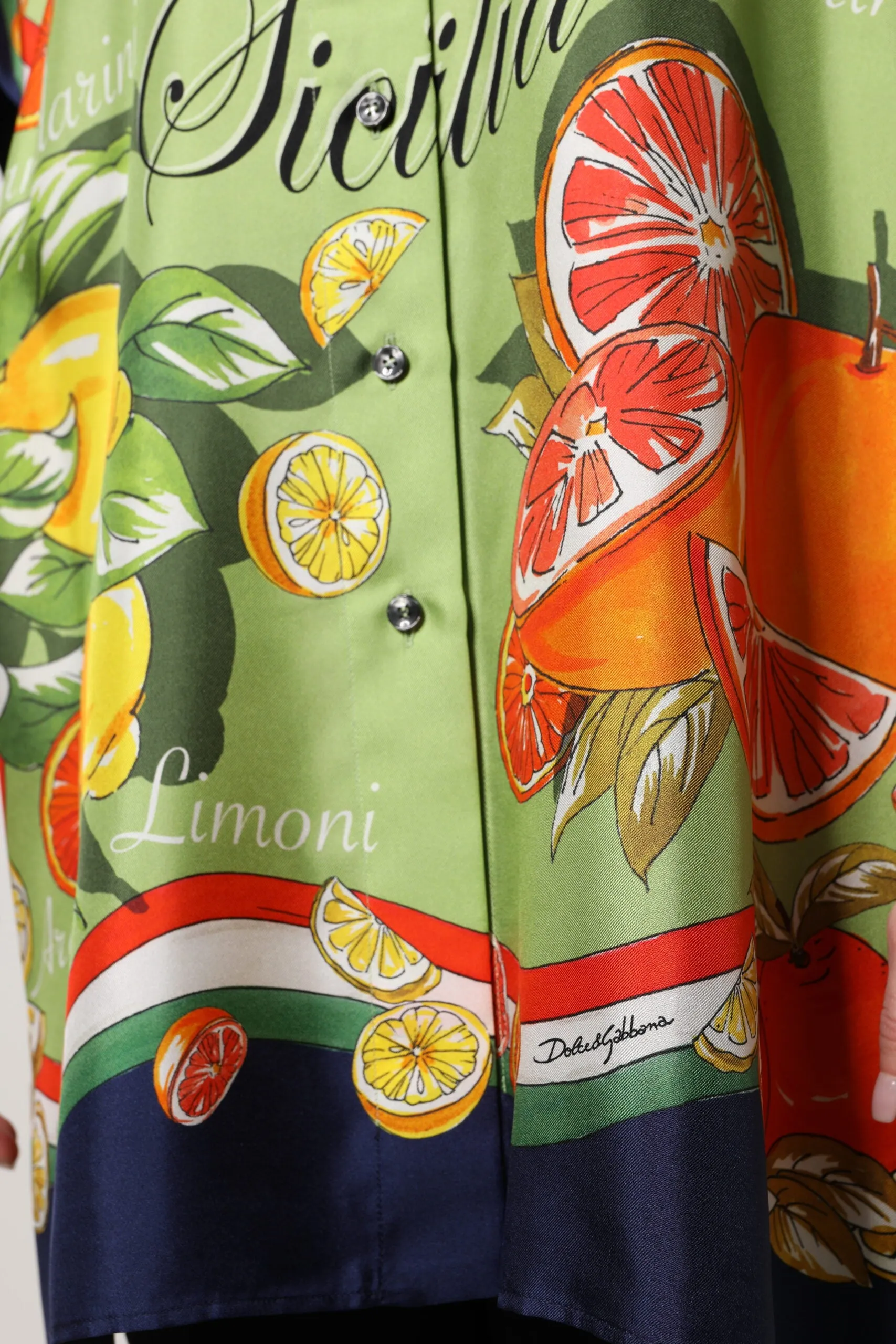 Multicolor Citrus Print Silk Twill Shirt Top