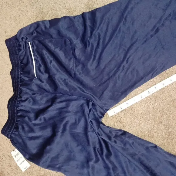 Navy Blue Satin Pajama Set with pockets small top and medium pants new with tags
