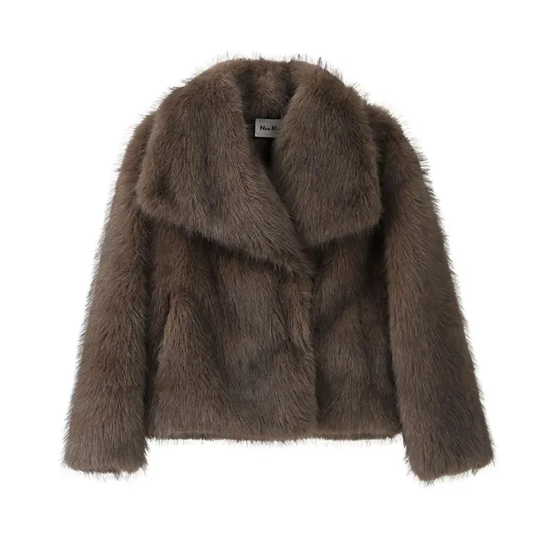 Neo Mint 2024 Winter Iconic Blogger Fashion Fluffy Square Collar Faux Fur Coat Women Ins Hot Chic Girls Fox Fur Jacket Outerwear
